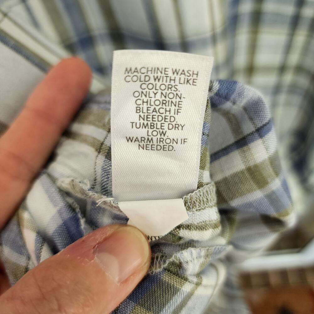 J.Jill Love Linen Size Large Blue Plaid Button Front Long Sleeve Shirt Pockets - Picture 9 of 12